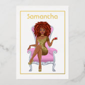 Afro Birthday Party Folie Invitation Folie Uitnodiging (Voorkant)