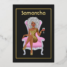 Afro Birthday Party Folie Invitation Folie Uitnodiging