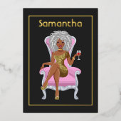 Afro Birthday Party Folie Invitation Folie Uitnodiging (Voorkant)