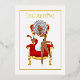 Afro Birthday Party Folie Invitation Folie Uitnodiging