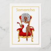 Afro Birthday Party Folie Invitation Folie Uitnodiging (Voorkant)