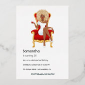 Afro Birthday Party Folie Invitation Folie Uitnodiging (Achterkant)