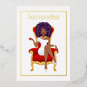 Afro Birthday Party Folie Invitation Folie Uitnodiging