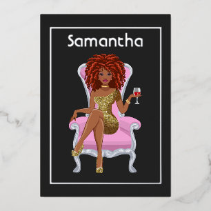 Afro Birthday Party Folie Invitation Folie Uitnodiging