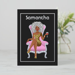 Afro Birthday Party Folie Invitation Folie Uitnodiging