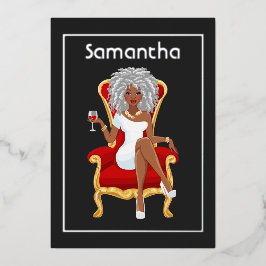 Afro Birthday Party Folie Invitation Uitnodiging