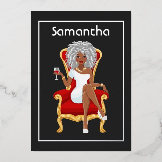 Afro Birthday Party Folie Invitation Uitnodiging (Voorkant)