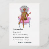 Afro Birthday Party Folie Invitation Uitnodiging (Achterkant)