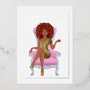 Afro Birthday Party Folie Invitation Uitnodiging