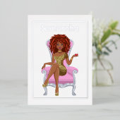 Afro Birthday Party Folie Invitation Uitnodiging (Staand Voorkant)