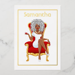 Afro Birthday Party Folie Invitation Uitnodiging