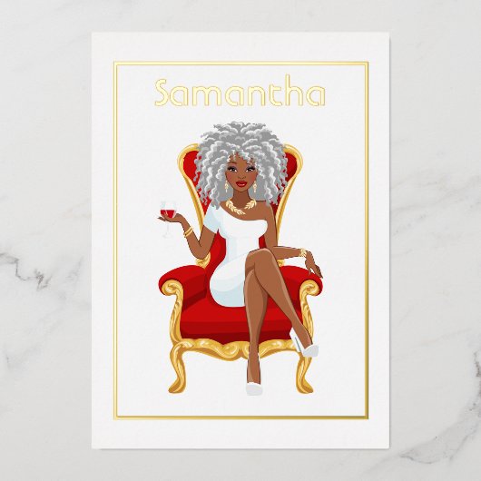 Afro Birthday Party Folie Invitation Uitnodiging (Voorkant)