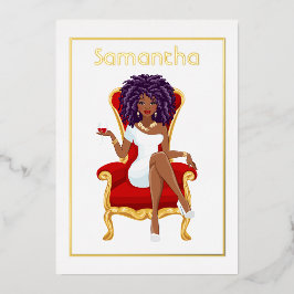 Afro Birthday Party Folie Invitation Uitnodiging