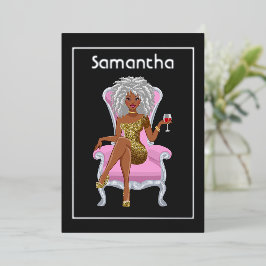 Afro Birthday Party Folie Invitation Uitnodiging