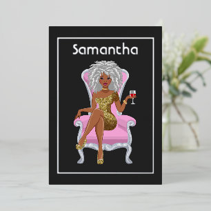 Afro Birthday Party Folie Invitation Uitnodiging