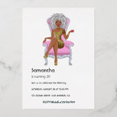 Afro Birthday Party Folie Invitation Uitnodiging (Achterkant)