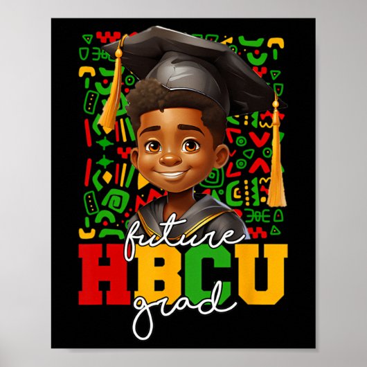 Afro Black Boy College Afstuderen Toekomstige HBCU Poster (Voorkant)