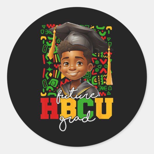 Afro Black Boy College Afstuderen Toekomstige HBCU Ronde Sticker (Voorkant)