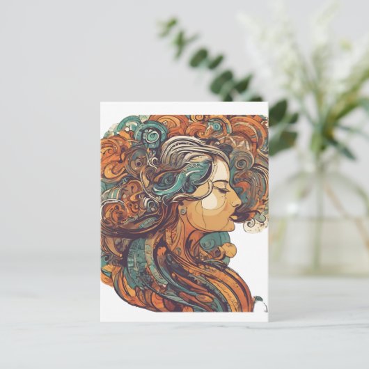 Afro Boho Queen - kleurrijke artistieke Briefkaart (Staand voorkant)