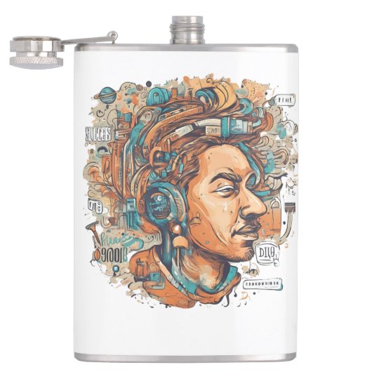 Afro Boho Queen - kleurrijke artistieke Heupfles (Geopend)