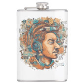 Afro Boho Queen - kleurrijke artistieke Heupfles (Voorkant)