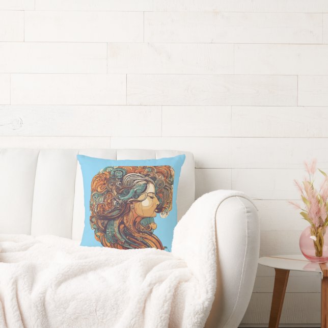 Afro Boho Queen - kleurrijke artistieke Kussen (Bank)