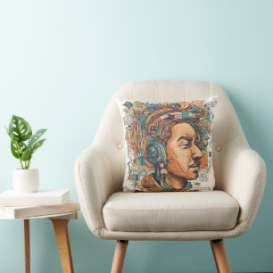 Afro Boho Queen - kleurrijke artistieke Kussen