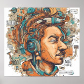 Afro Boho Queen - kleurrijke artistieke Poster (Voorkant)