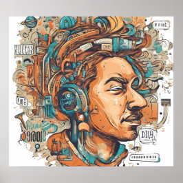 Afro Boho Queen - kleurrijke artistieke Poster