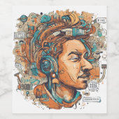 Afro Boho Queen - kleurrijke artistieke Wijn Etiket (Enkel label)