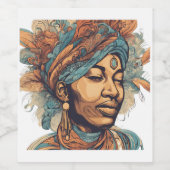 Afro Boho Queen - kleurrijke artistieke Wijn Etiket (Enkel label)