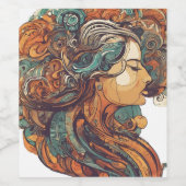 Afro Boho Queen - kleurrijke artistieke Wijn Etiket (Enkel label)