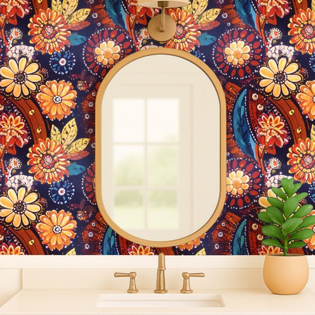 Afro Boho Wandkunst Kleurrijke Chic Afrohemiaans Behang (Afro Boho Wall Art Colorful Chic Afrohemian Wallpaper)