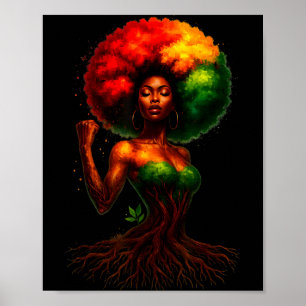 Afro boom vrouw zwarte koningin melanine wortels t poster