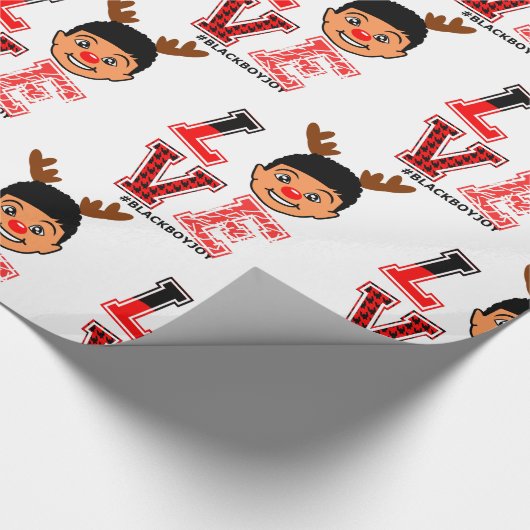 Afro Boy kerstcadeautje, rode neusrendiertje Cadeaupapier (Hoek)