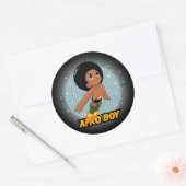 Afro Boy Ronde Sticker (Envelop)