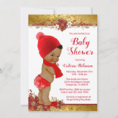 Afro Boy Rood Goud Kerst Baby shower Kaart (Voorkant)