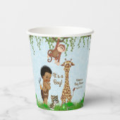 Afro Boy Safari Baby shower Papieren kopjes Papieren Bekers (Achterkant)