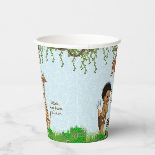 Afro Boy Safari Baby shower Papieren kopjes Papieren Bekers (Rechts)
