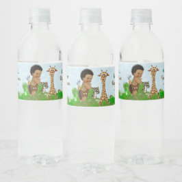 Afro Boy Safari Baby shower Water Bottle Labels Waterfles Etiket