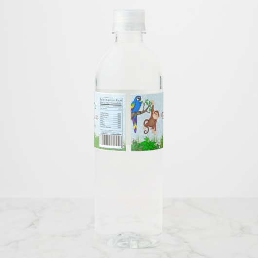 Afro Boy Safari Baby shower Water Bottle Labels Waterfles Etiket (Achterkant)