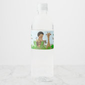 Afro Boy Safari Baby shower Water Bottle Labels Waterfles Etiket (Voorkant)