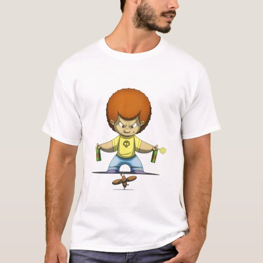 Afro Bug Hunter Cartoon Spray Design. T-shirt (Voorkant)