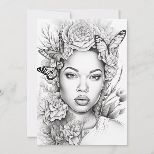 Afro Butterfly Beauty | Kleur je eigen Briefkaart (Voorkant)