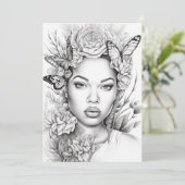 Afro Butterfly Beauty | Kleur je eigen Briefkaart (Staand voorkant)