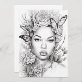 Afro Butterfly Beauty | Kleur je eigen Briefkaart (Voorkant / Achterkant)