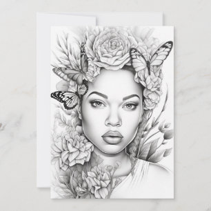 Afro Butterfly Beauty   Kleur je eigen Briefkaart