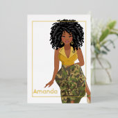 Afro Camo Girl Birthday Party Folie Uitnodiging (Staand Voorkant)