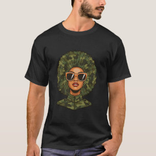 Afro Camo Vrouw Zonnebril Militaire Stijl Jagen T-shirt