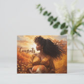 Afro-centric vrouw zwangerschap gefeliciteerd briefkaart (Staand voorkant)